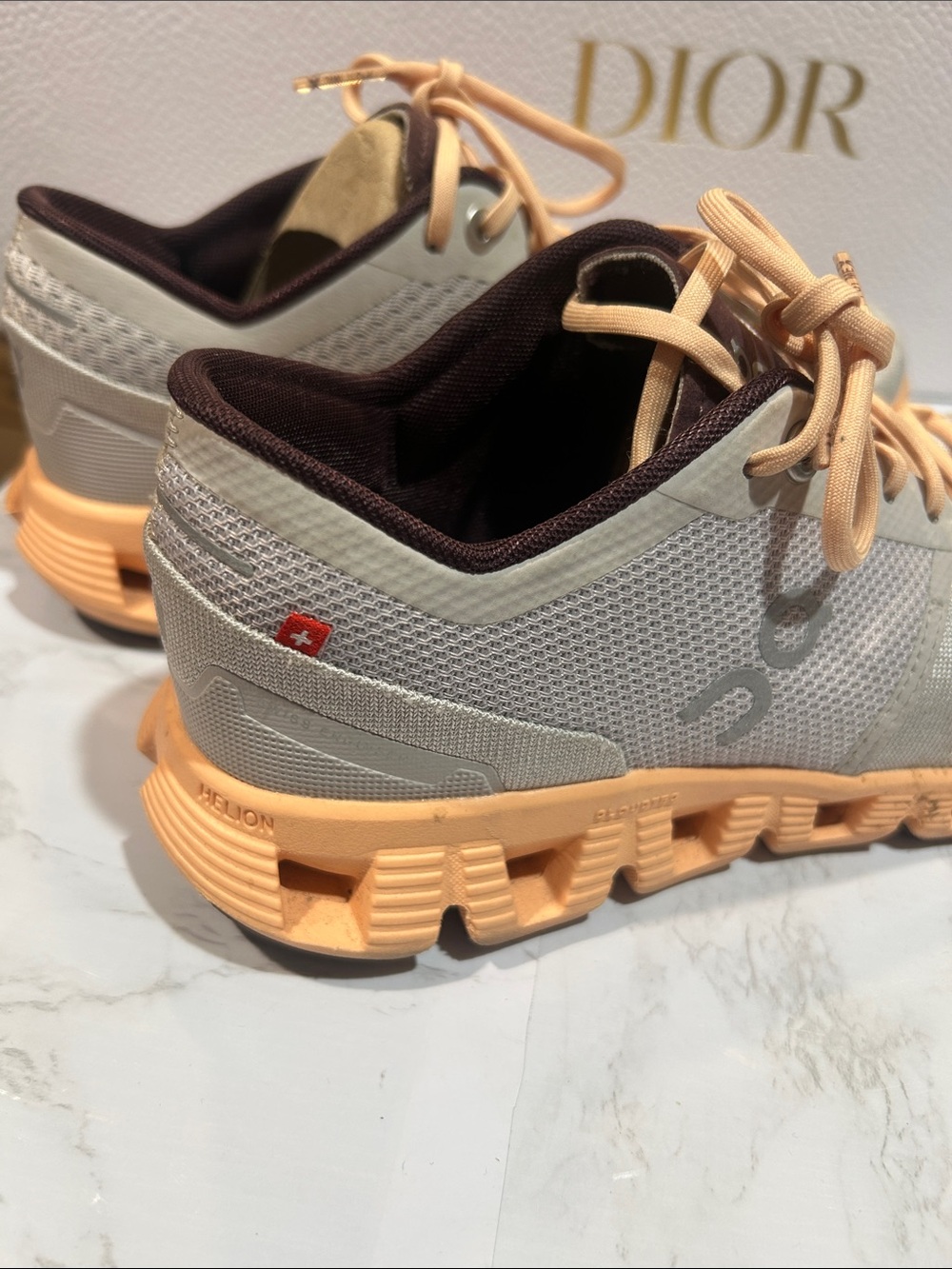 On Cloud On Running Beige & Peach Runner Sneakers - Picture 6 of 13